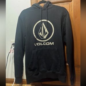 volcom black hoodie with tan logo size M